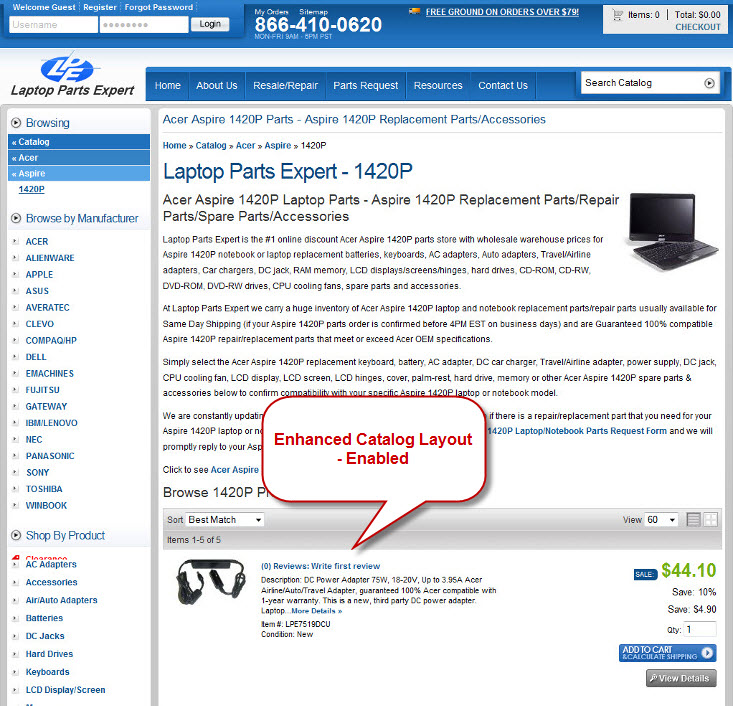 Enhanced Online Catalog Layout